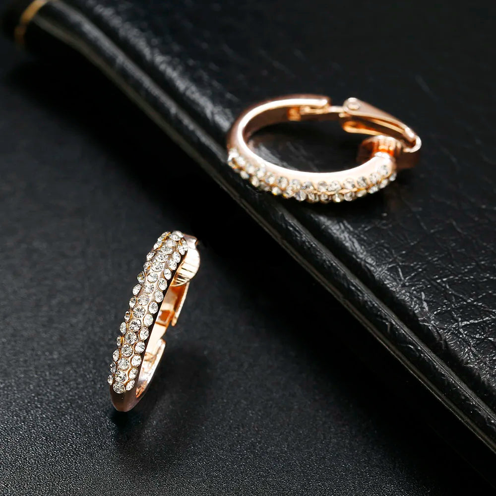 Brinco de Cristal sem Furo Clipe de Ouro