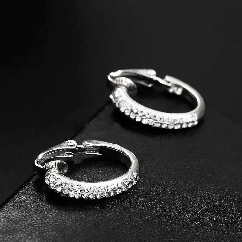 Brinco de Cristal sem Furo Clipe de Ouro