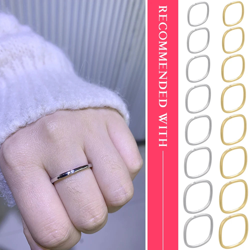 Anel Aura Minimal Open em Aço Inox 18K — Ajustável e Elegante