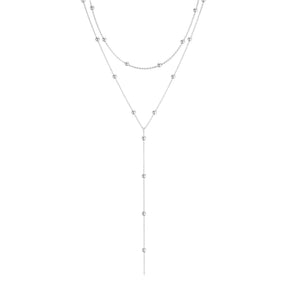 Colar Lariat Longo de Dupla Camada com Pingente
