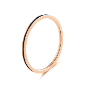 Anel Feminino Pequeno Mini 1mm Aço Inoxidável Cor Rosa Dourado