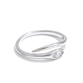 Anel Ajustável  de Cobra em Aço Inoxidável com Zircônia