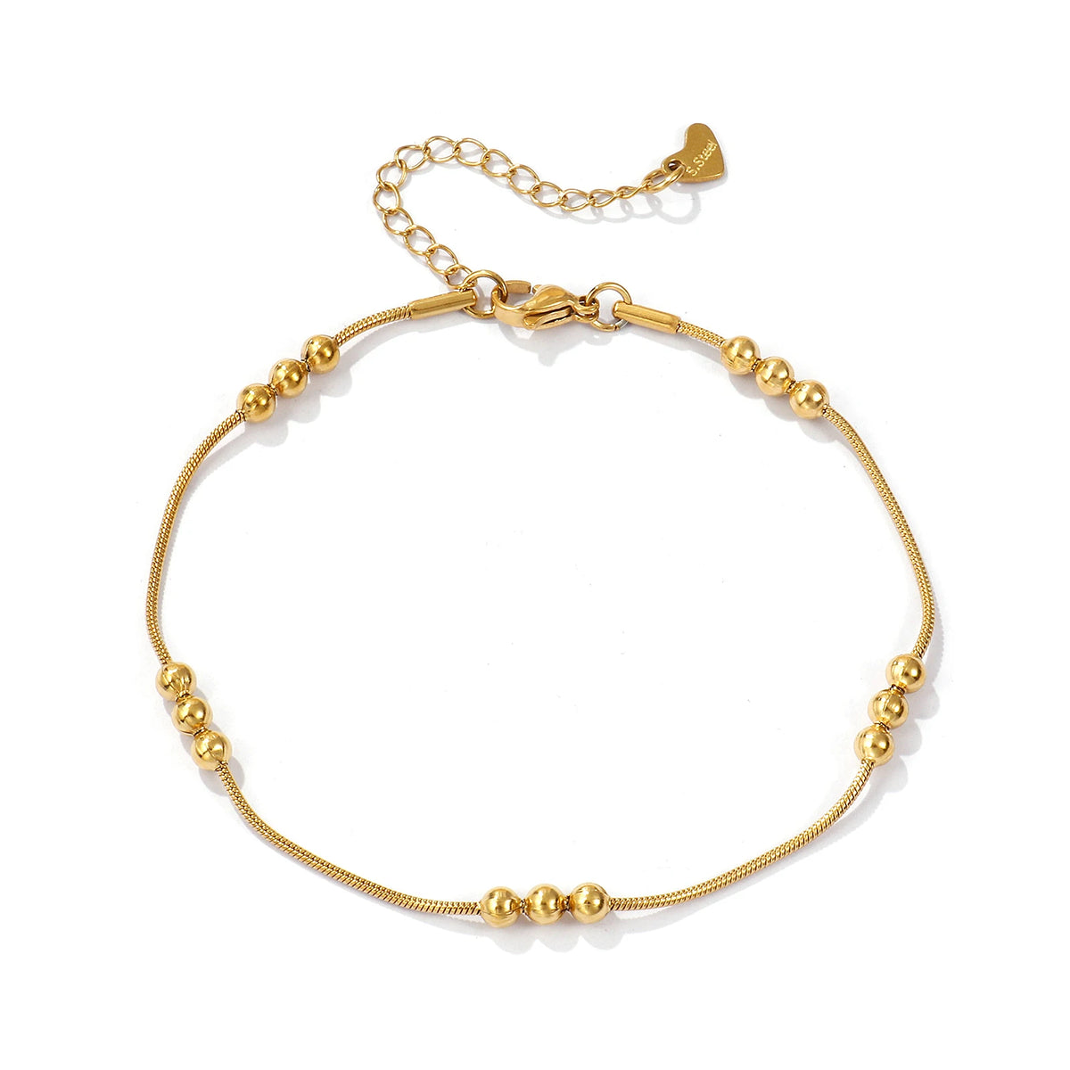 Tornozeleira Minimalista Exquisita em Aço Inoxidável 304 com Corrente de Bolinhas