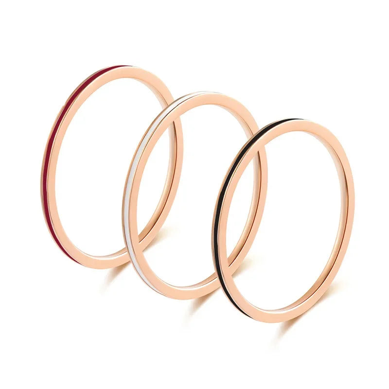 Anel Feminino Pequeno Mini 1mm Aço Inoxidável Cor Rosa Dourado