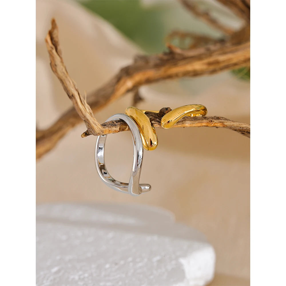 Anel Ajustável Minimalista em Aço Inoxidável 18K Dourado