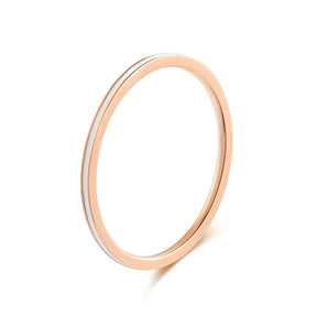 Anel Feminino Pequeno Mini 1mm Aço Inoxidável Cor Rosa Dourado