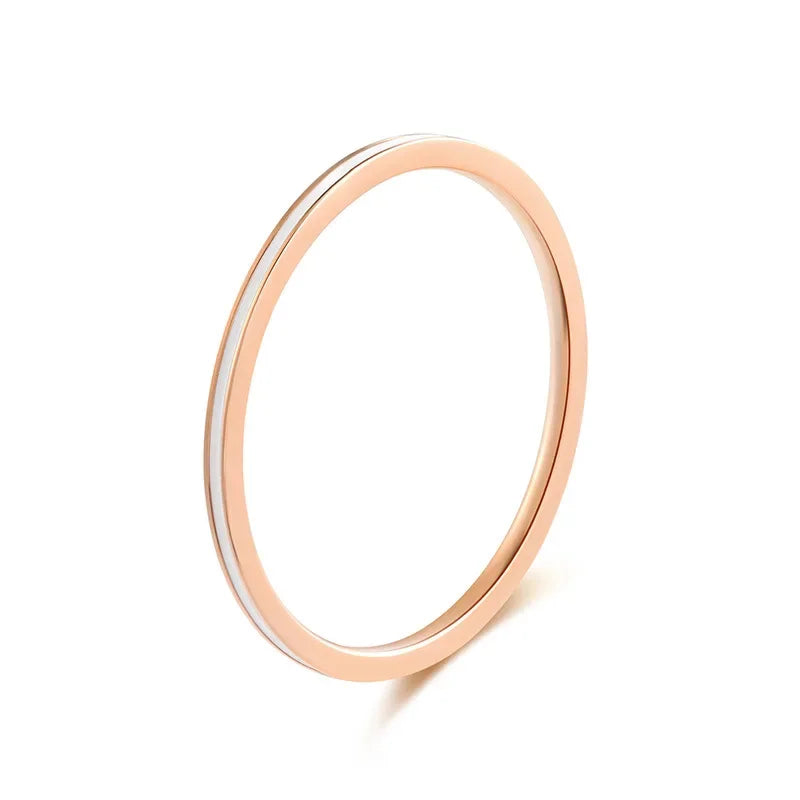 Anel Feminino Pequeno Mini 1mm Aço Inoxidável Cor Rosa Dourado