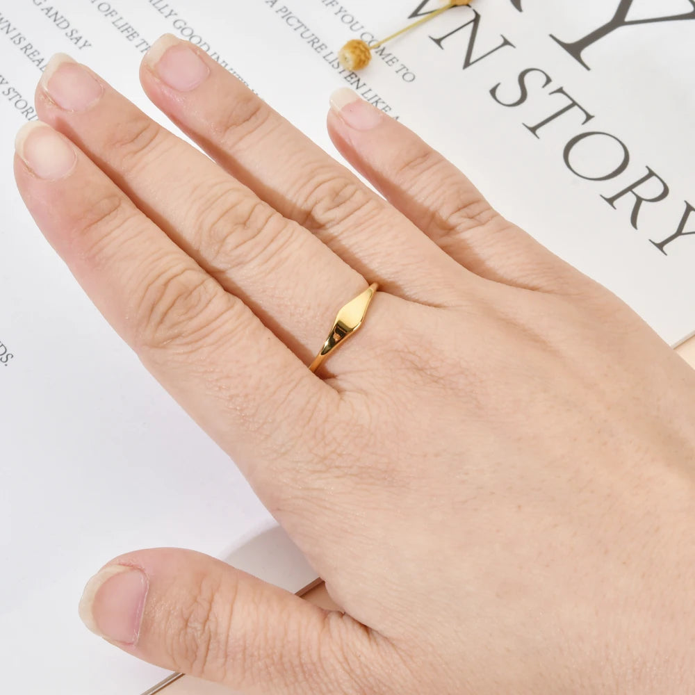 Anel Dourado ZMZY Geométrico Irregular em Aço Inoxidável