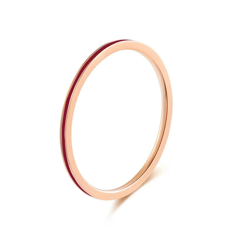 Anel Feminino Pequeno Mini 1mm Aço Inoxidável Cor Rosa Dourado