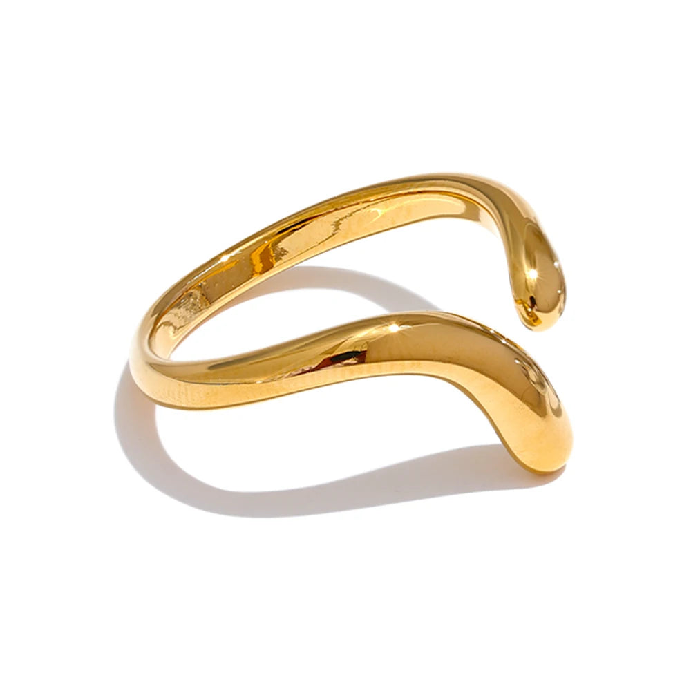 Anel Ajustável Minimalista em Aço Inoxidável 18K Dourado