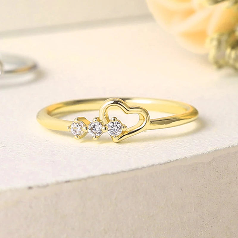 Anel Coração de Amor Ouro Rosa Inoxidável