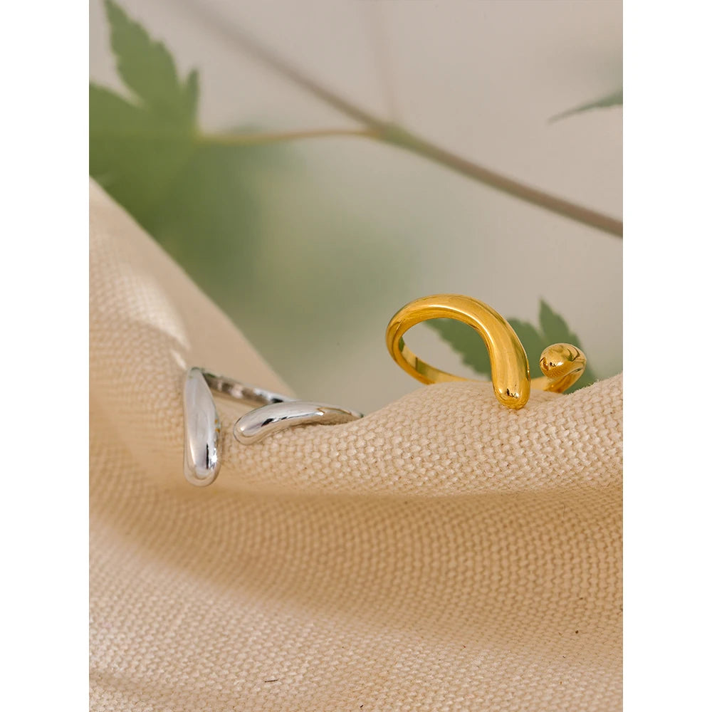 Anel Ajustável Minimalista em Aço Inoxidável 18K Dourado