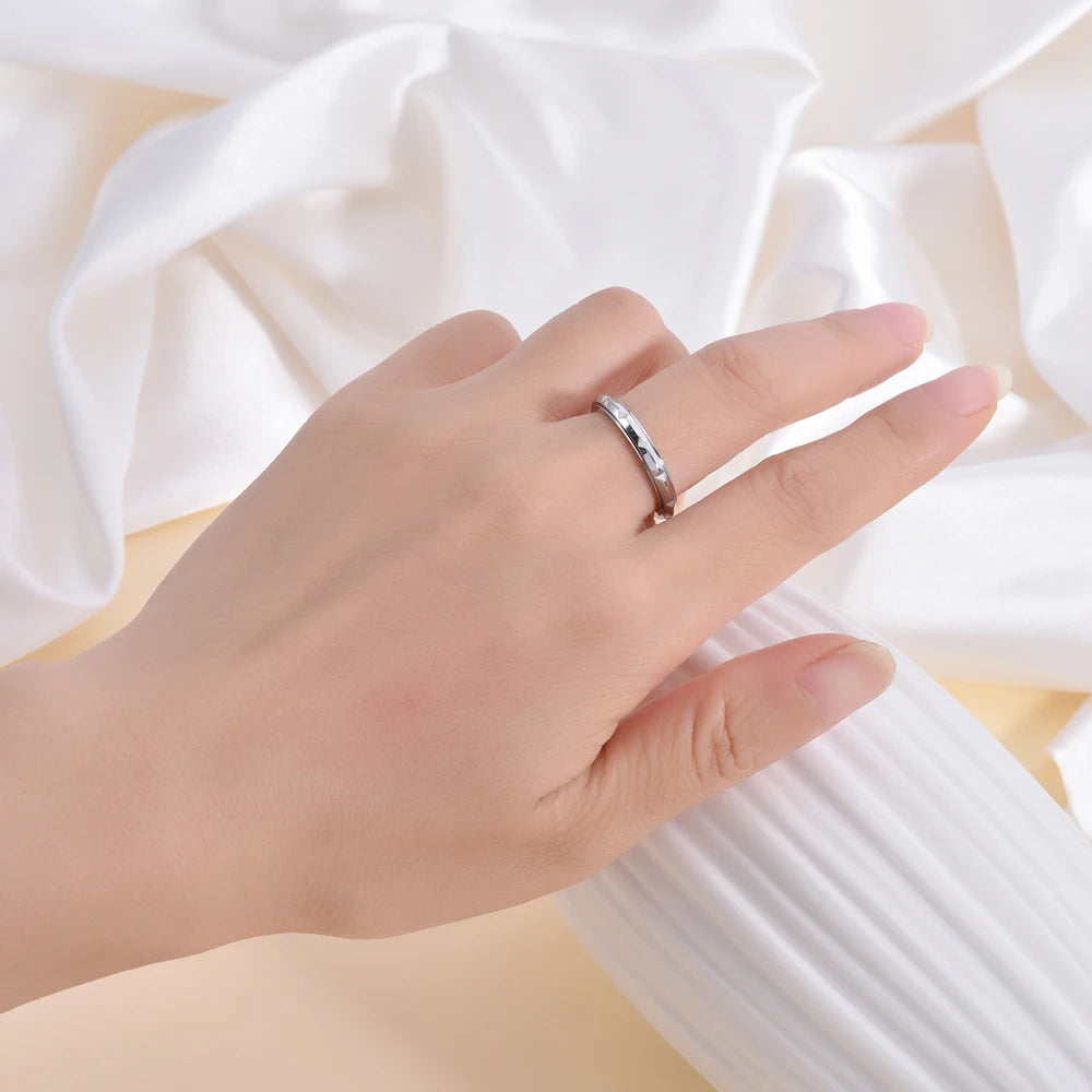 Anel de Aço Titânio Rosa Dourado Ultra Minimalista Hipoalergênica